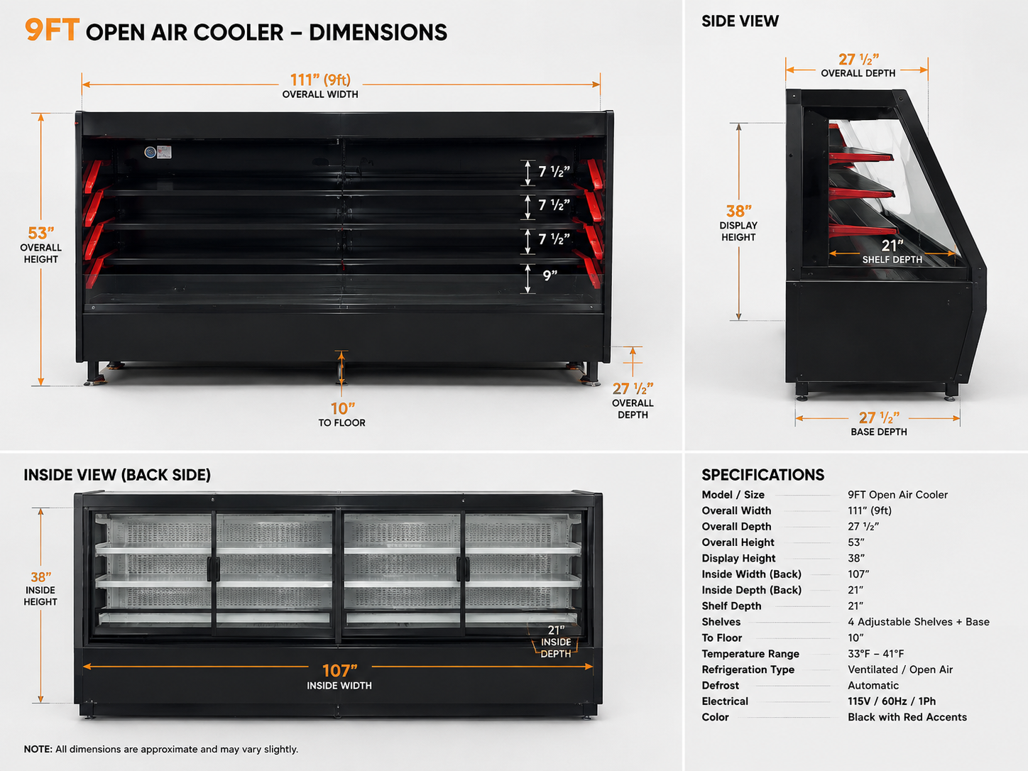 9FT Remote Open Air Display Cooler – Commercial Refrigerated Merchandiser - Image 3